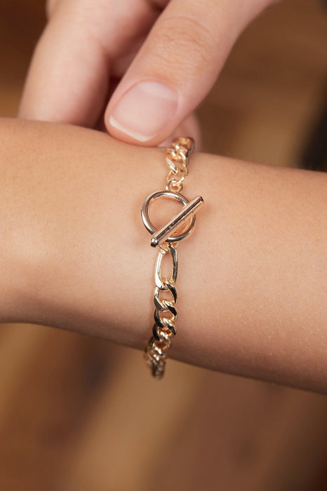 Heliophilia Silver Pulsera de Metal Dorada con Acabado Lacado